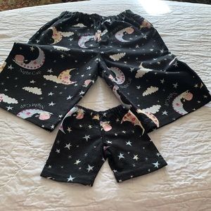 HANDMADE PJ SLEEP PANTS”CROPPED/+MATCHING DOLL SZ4/5 STANDARD PATTERN USED